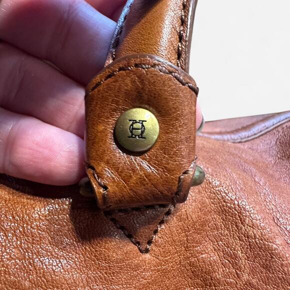 Olivia Heather Genuine Leather Satchel Bag Cognac Brown - Picture 7 of 11